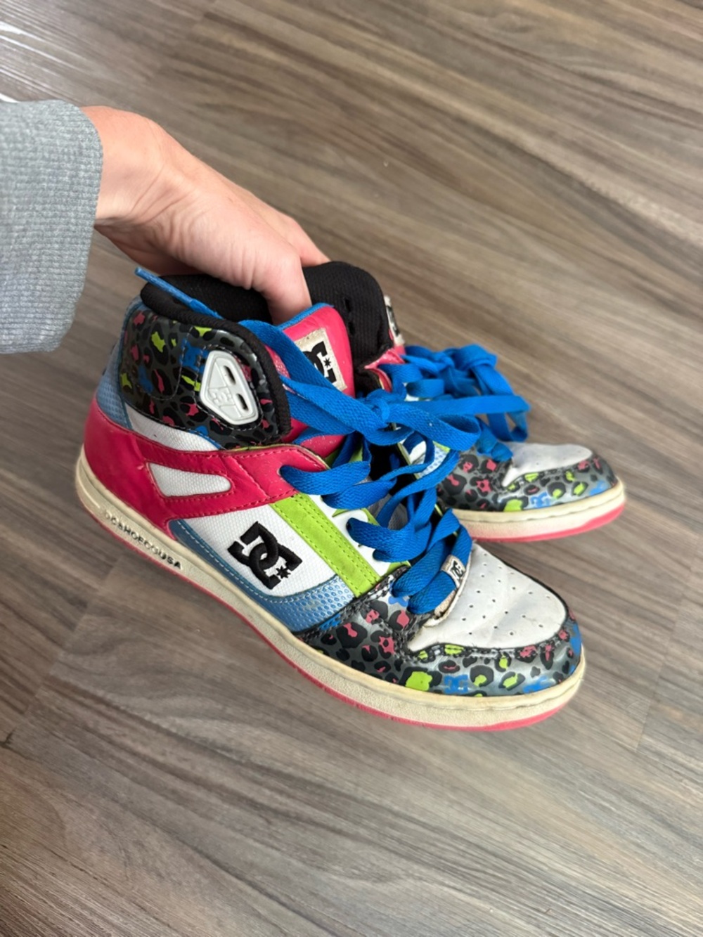 DC Kids High-Top Skate Sneakers in Blue, Pink, Green